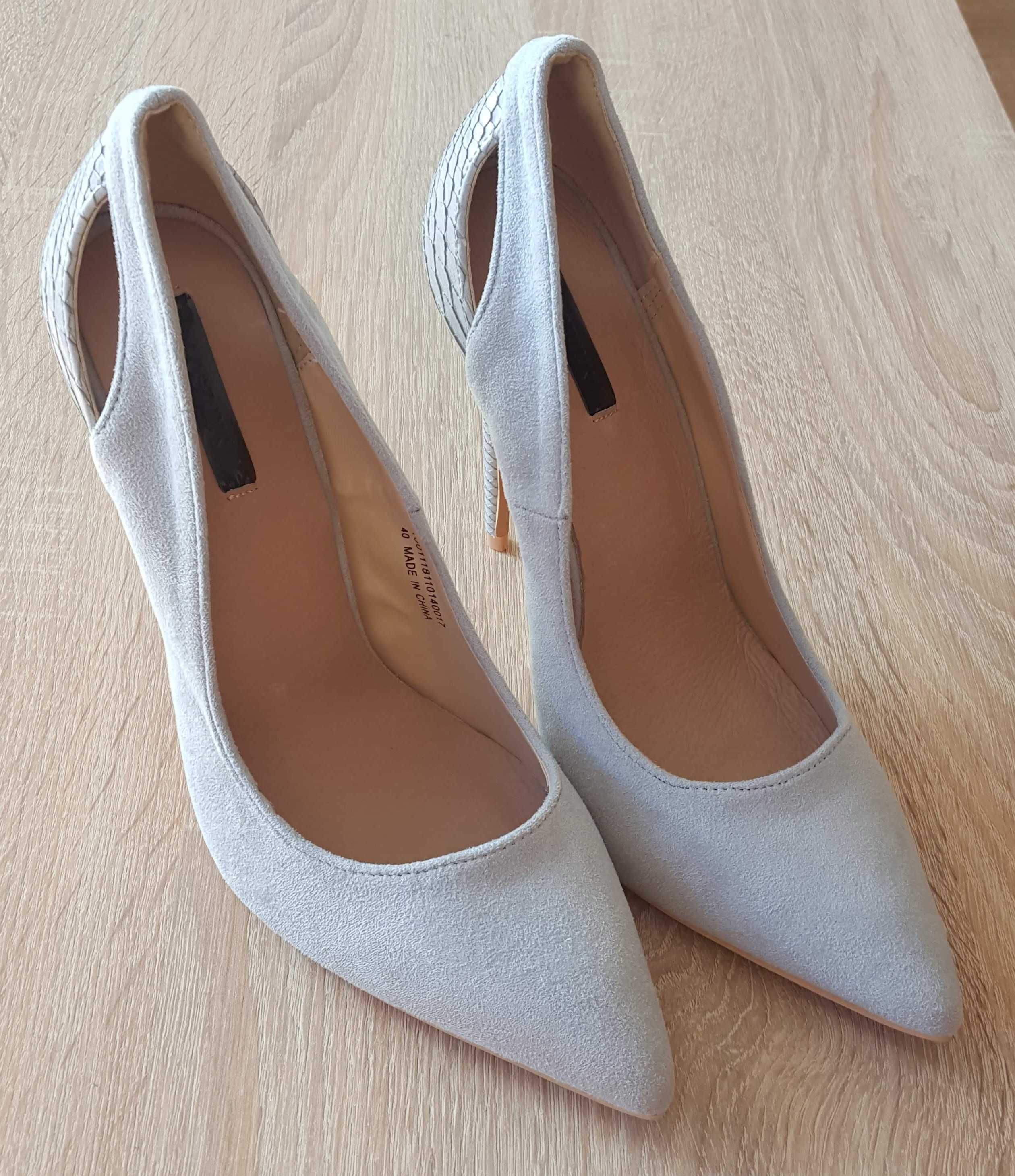 Nowe buty Lost Ink 40 szare szpilki obcasy wysokie eleganckie szpic