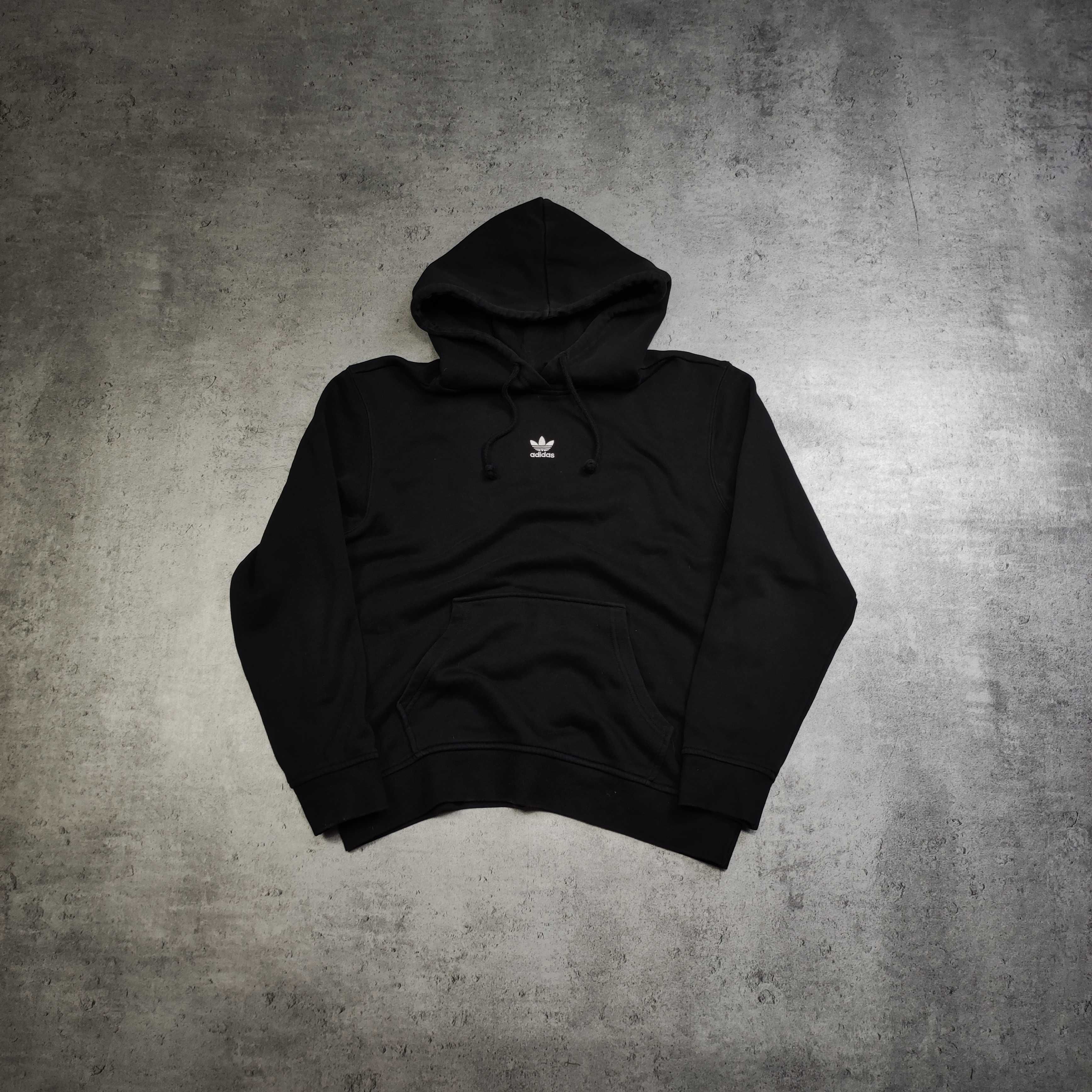 MĘSKA Bluza z Kapturem Hoodie Czarna Małe Logo Adidas Bawełna Original