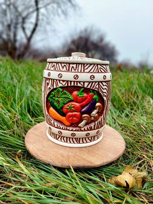 Бочка для соления, квашения, сыпучих, керамика, бочонок, емкость