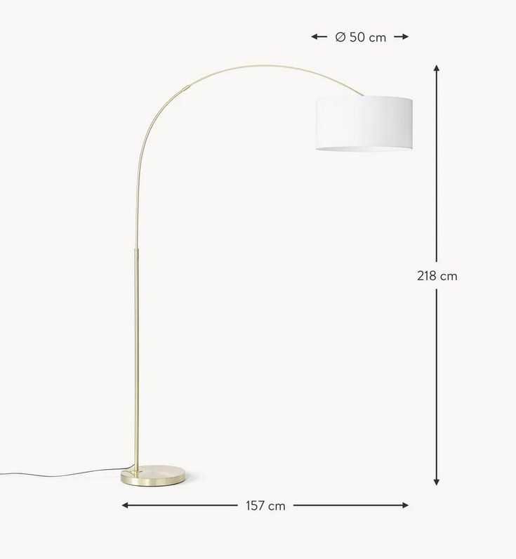 Lampa podłogowa w kształcie łuku Niels złota z białym kloszem 218cm