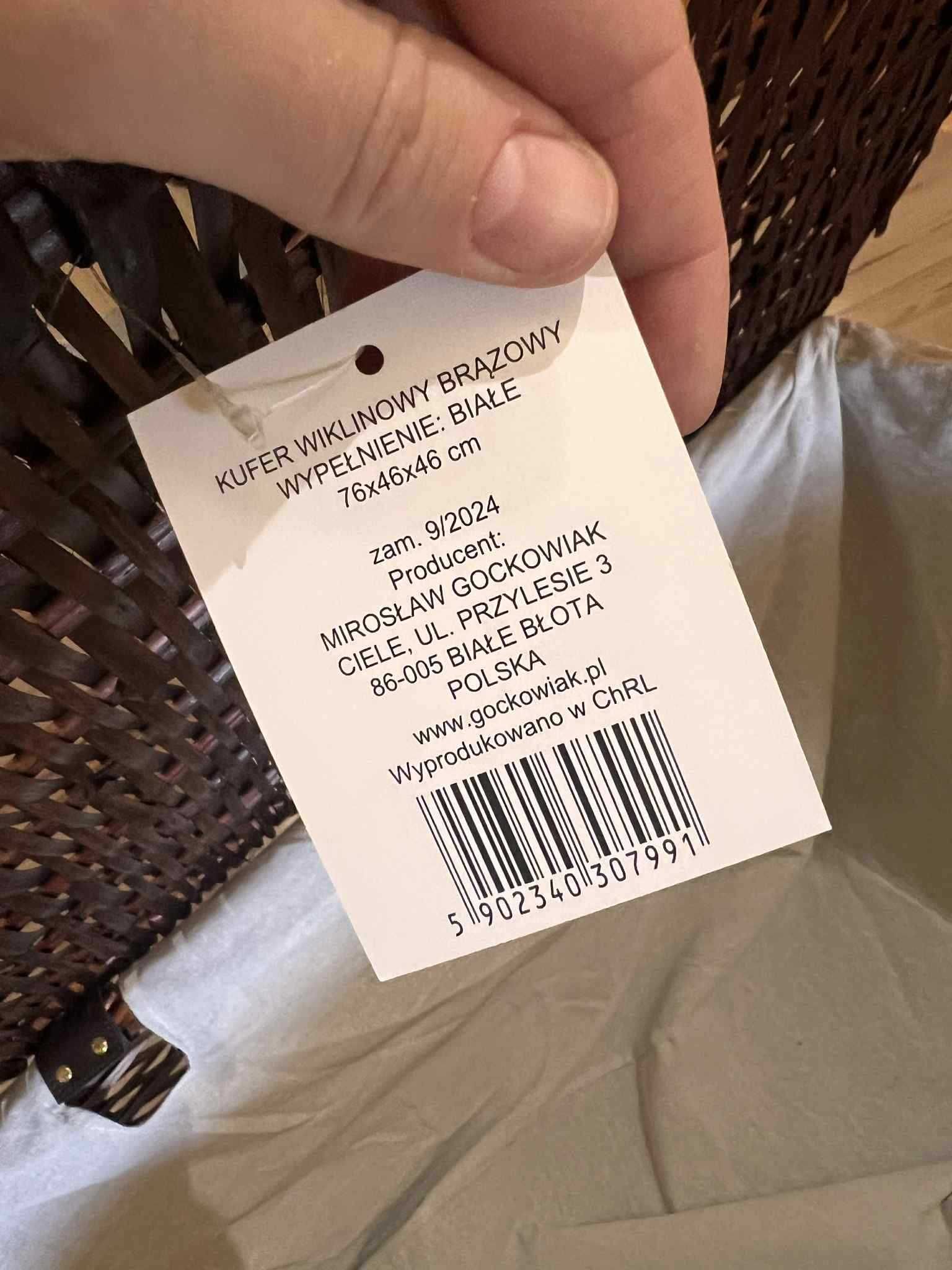 kufer wiklinowy pojemnik kosz brązowy organizer na zabawki pranie 160L