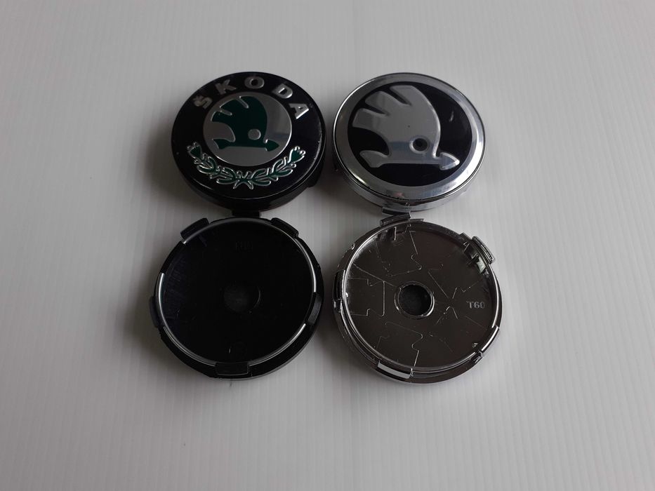 Centros/tampas de jante completos Skoda com 56, 60, 65 e 68 mm