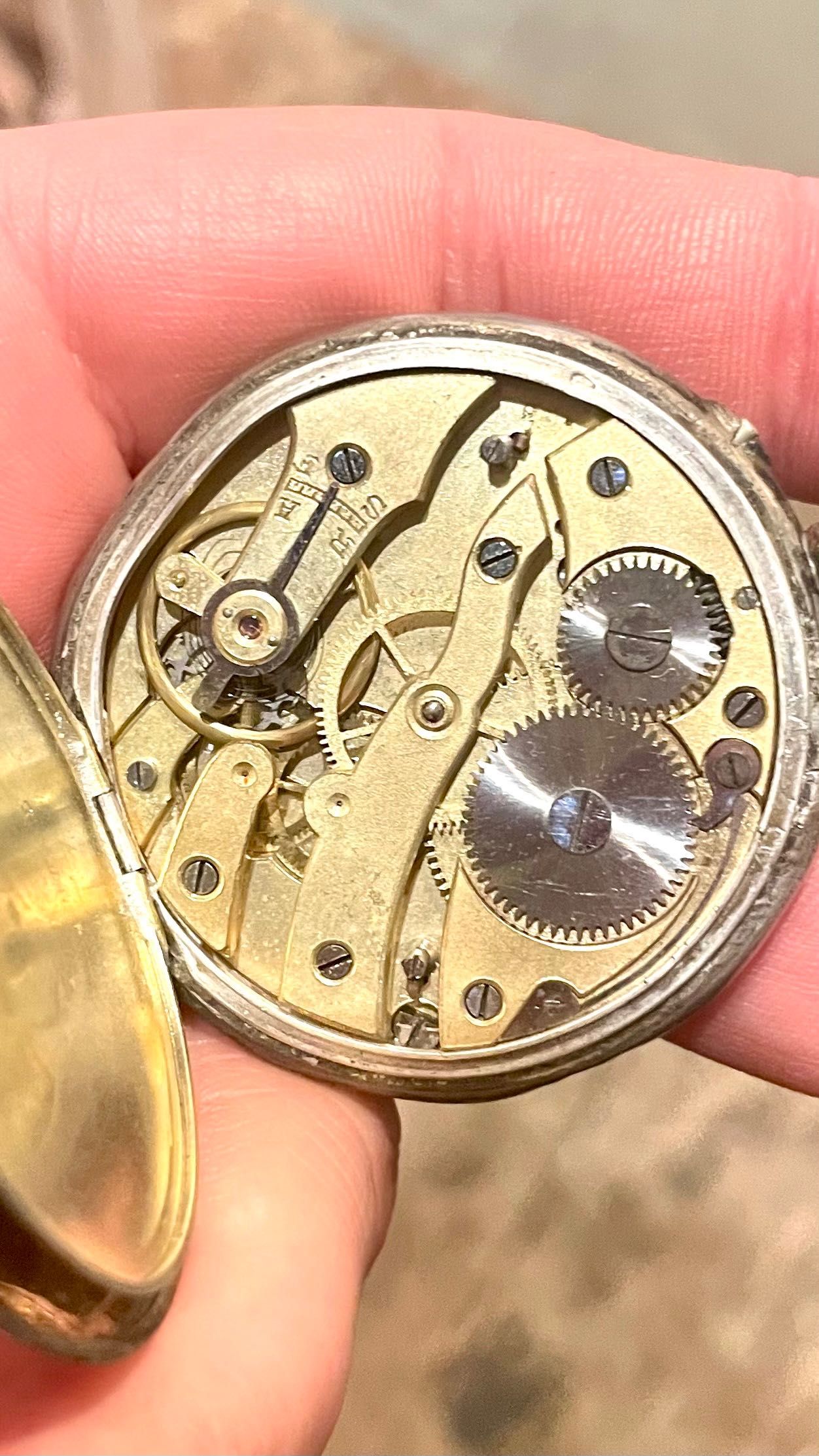Stary zegarek kieszonkowy srebrny próba 800 mechaniczny