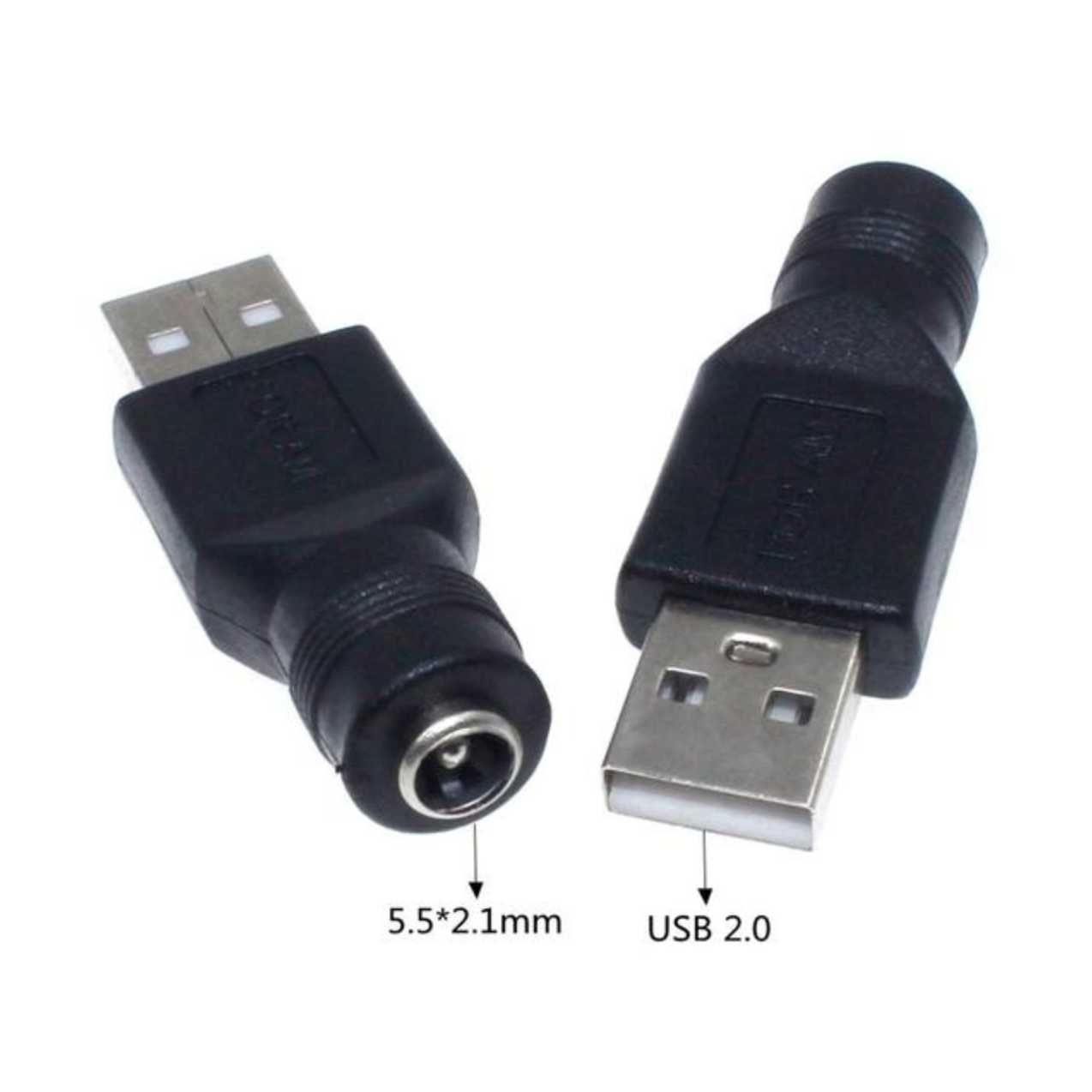 Адаптер конвертор DC 5,5*2,1 мм (мама) - USB 2.0 (папа)