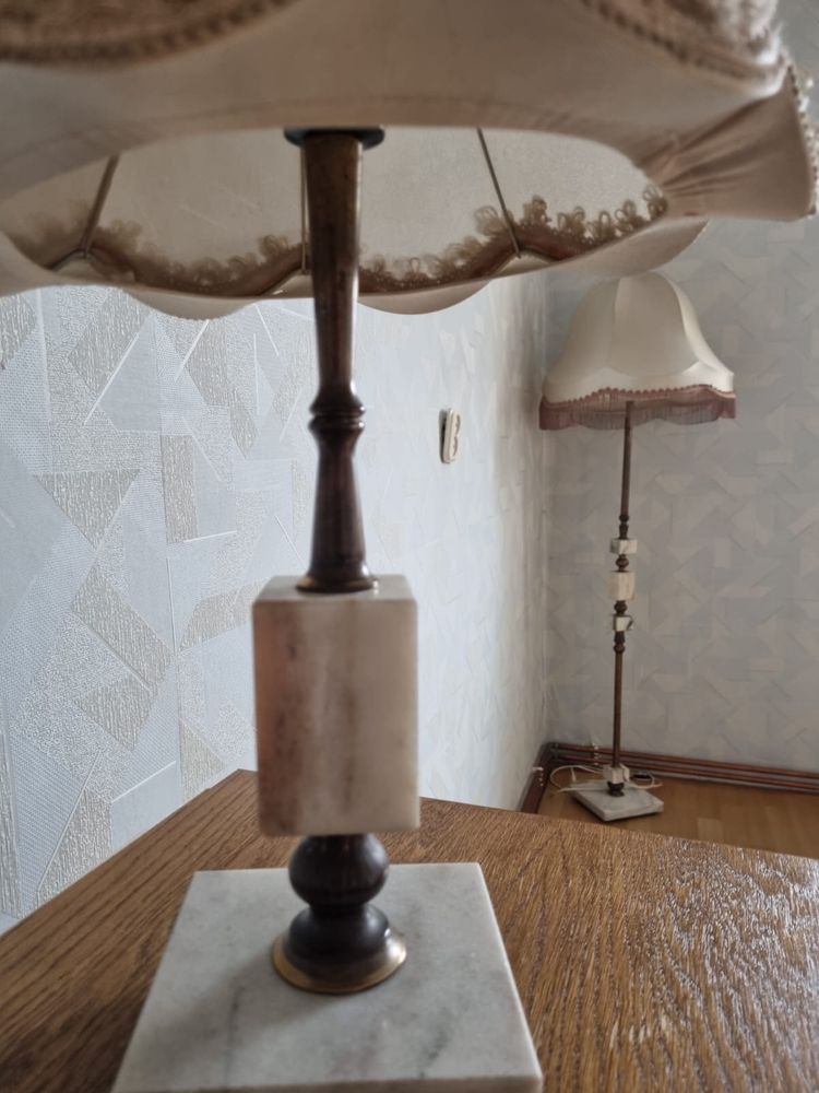 Lampka lampa mała duża komplet marmur antyk stara retro vintage abażur