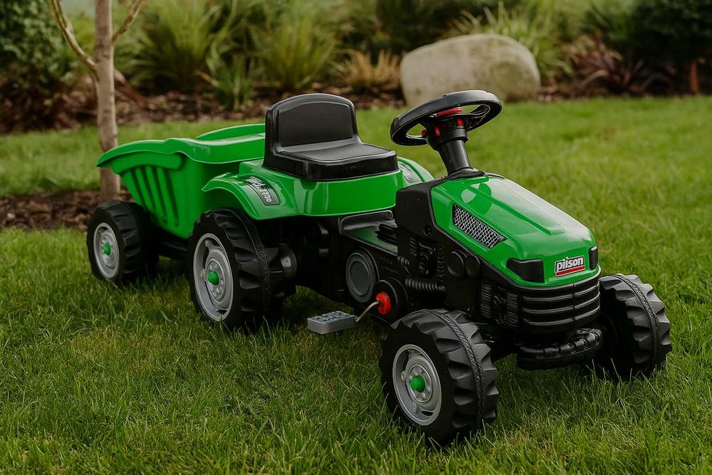 SOLIDNY PILSAN Traktor na pedały z przyczepką