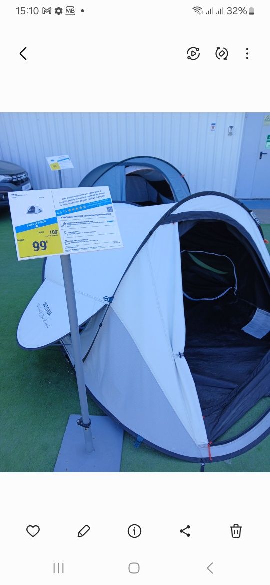 Vendo tenda Fresh Black, para 3 pessoas.
