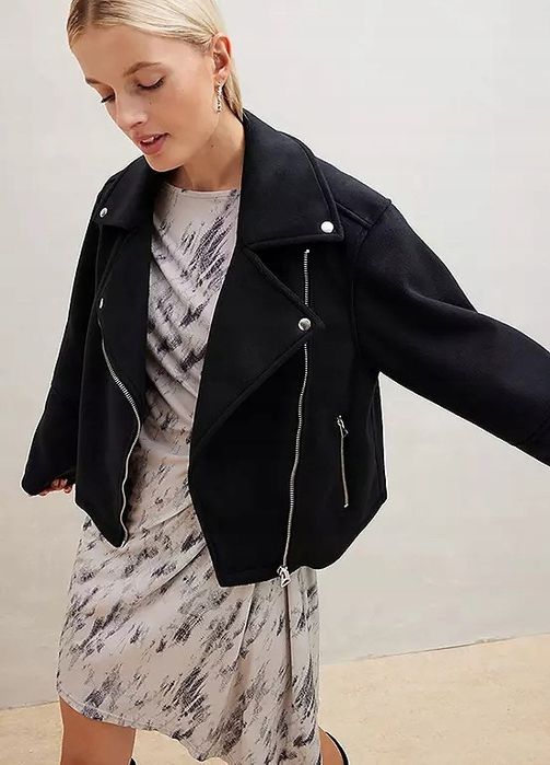 B.P.C kurtka czarna ramoneska w optyce wełny ^44