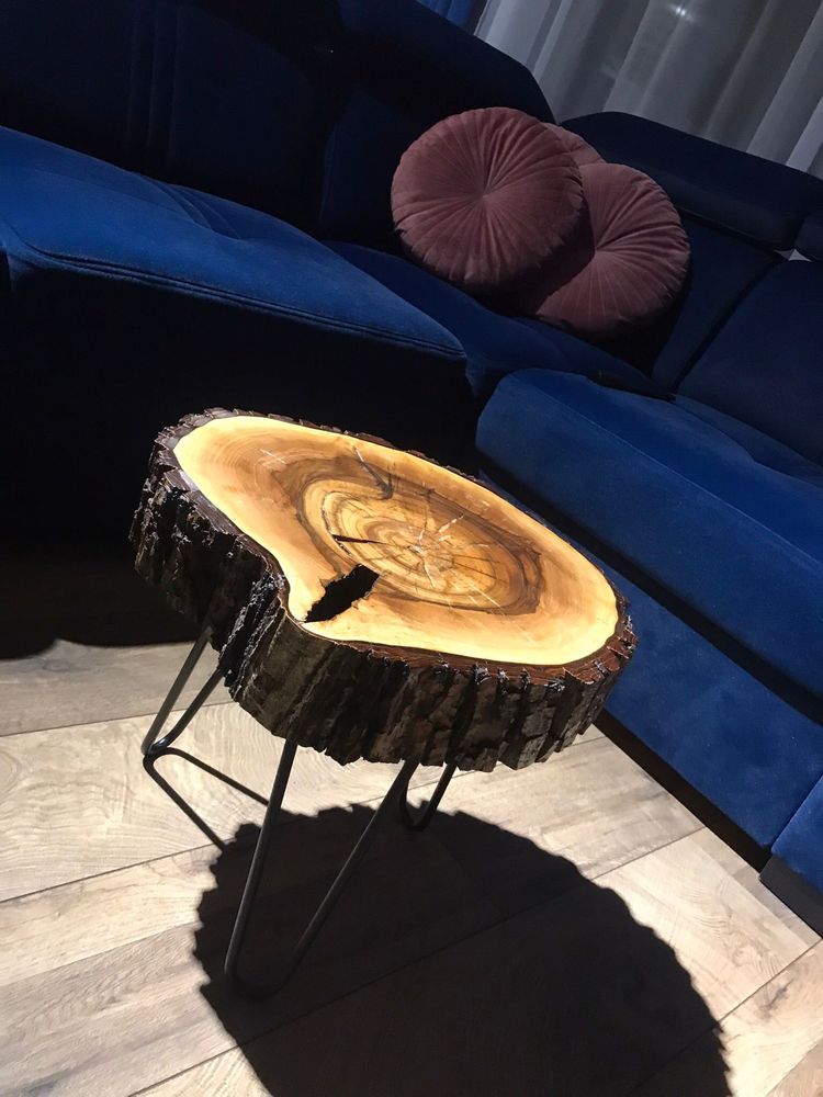 Stół Stolik Dębowy Jesion  Naturalne Drewno Plaster 40-70cmDrewna