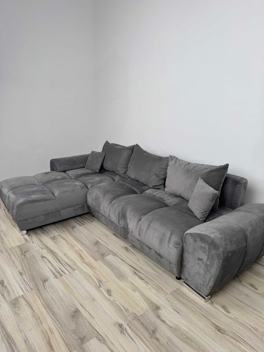 Szary narożnik L funkcja spania okazja outlet wysyłka promocja modny