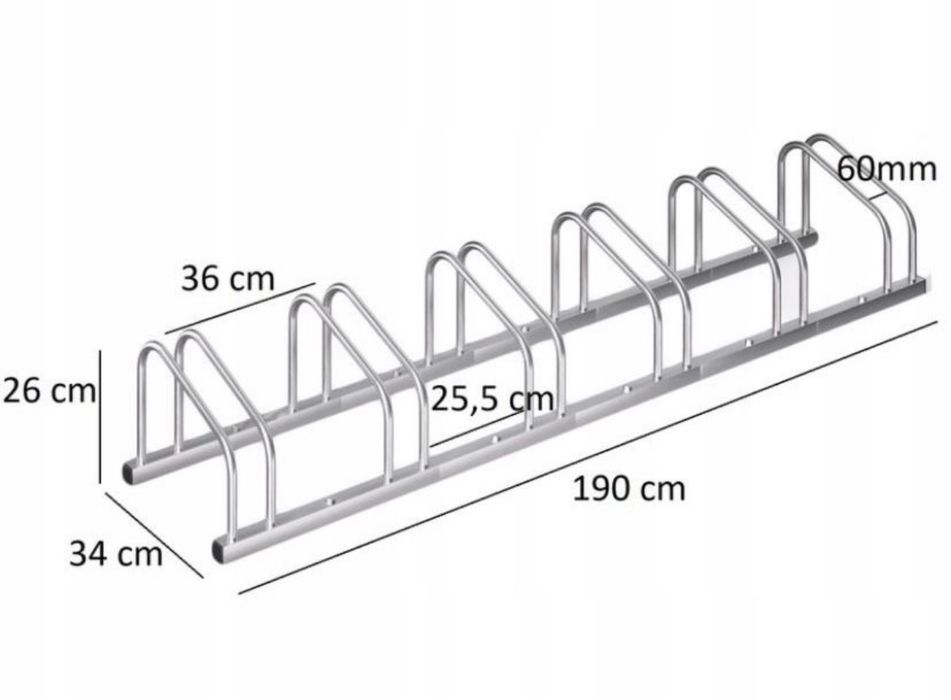 Stojak Uchwyt Parking Rowerowy na 6 Rowery Rower ŁATWY MONTAŻ Mocny