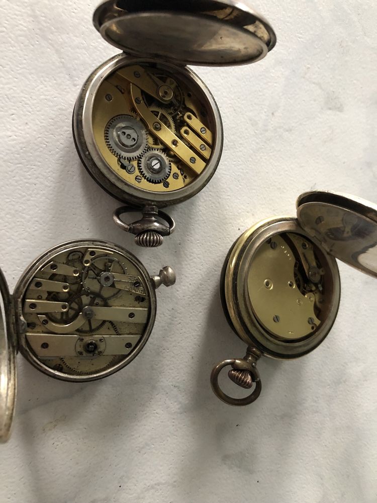 3 srebrne zegarki mechaniczne