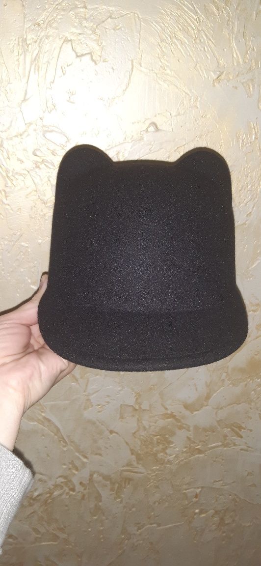 Жокейка з вушками#фетровий  капелюшок чорного кольору окр. 49