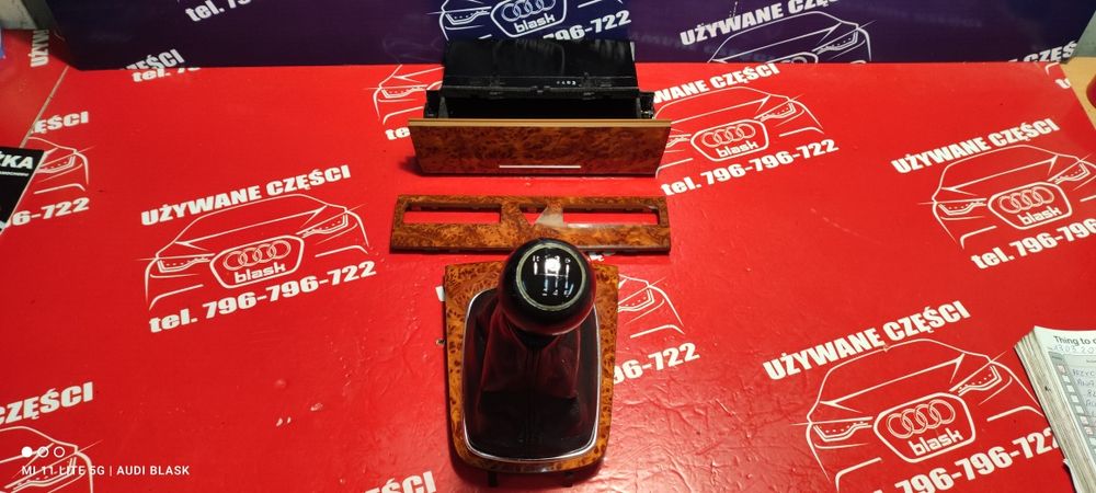 Gałka Mieszek Schowek Tunelu z Dekorami Komplet Audi A3 8L Lift 3D