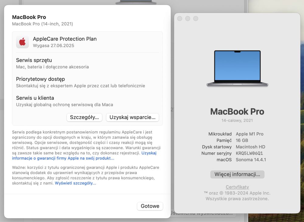 Apple MacBook Pro 14/M1 Pro/16GB/1TB/Space Gray, Gwarancja - 06.2025