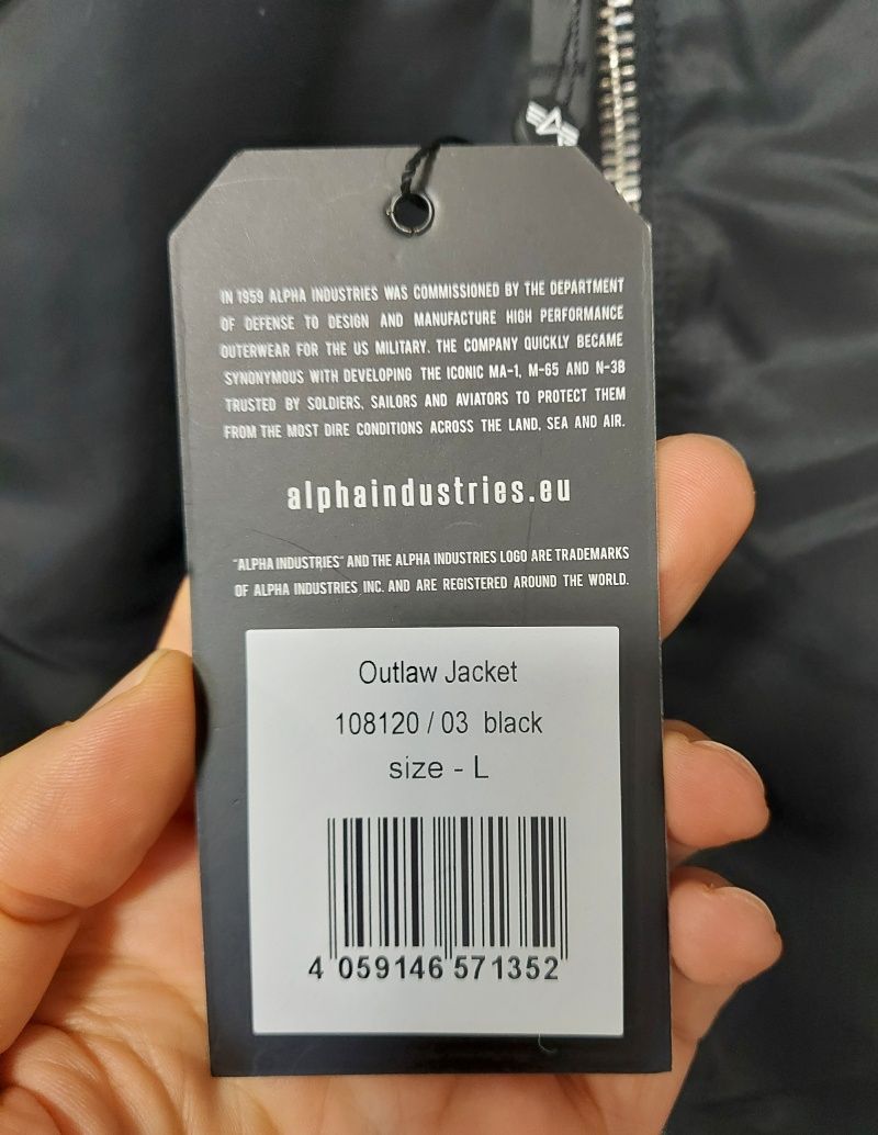 Kurtka czarna Alpha Industries Outlaw rozmiar L