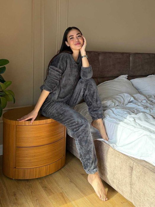 Жіноча махрова тепла піжама домашній махровий костюм кофта і штани