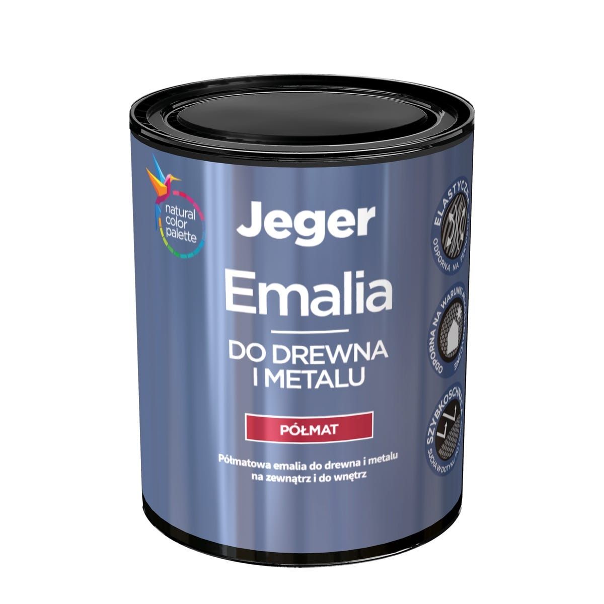 Emalia do drewna i metalu 0.475 l Baza A półmat Jeger