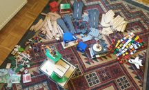 Playtive, drewniane zabawki, duży zestaw parking, autostrada, kolejka