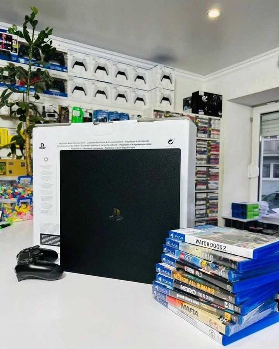 Приставка Playstation PS4 Slim 1TB | 10 Ігор | Гарантія | Наложка
