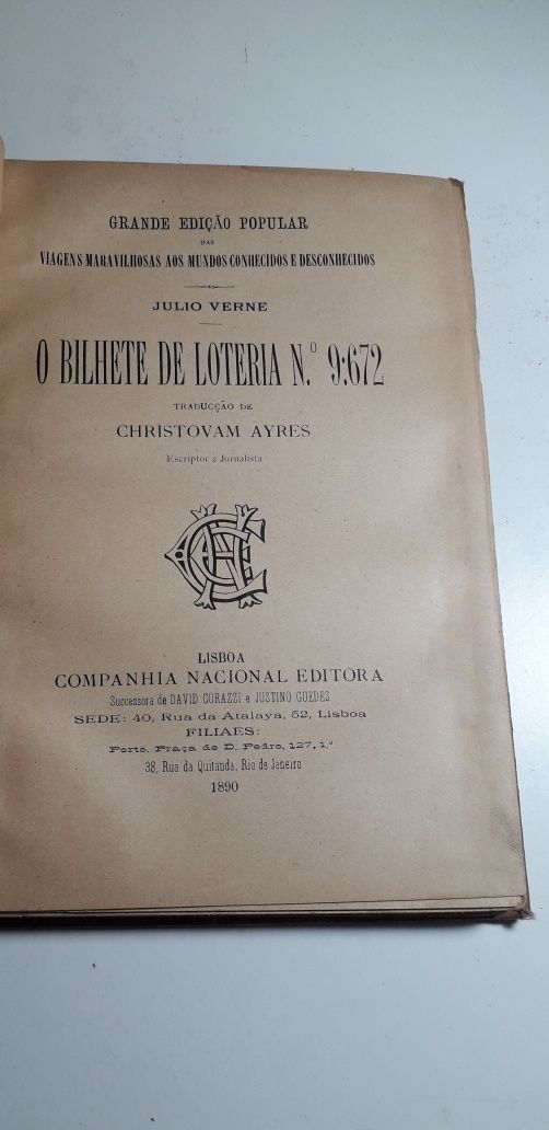 O Bilhete de Loteria n° 9672 - Júlio Verne (1ª edição, 1890)