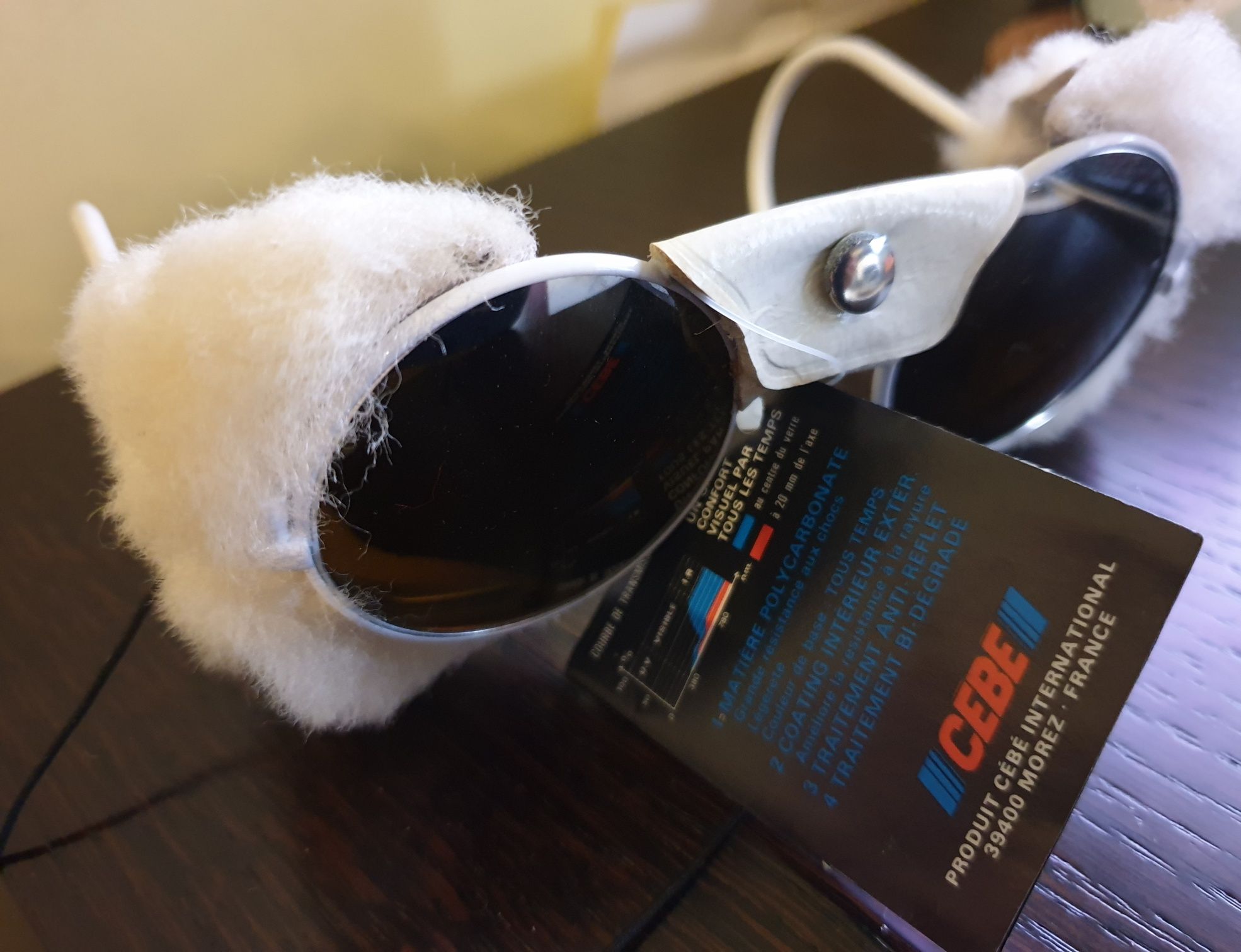 CEBE okulary przeciwsłoneczne vintage retro lenonki skóra/futro