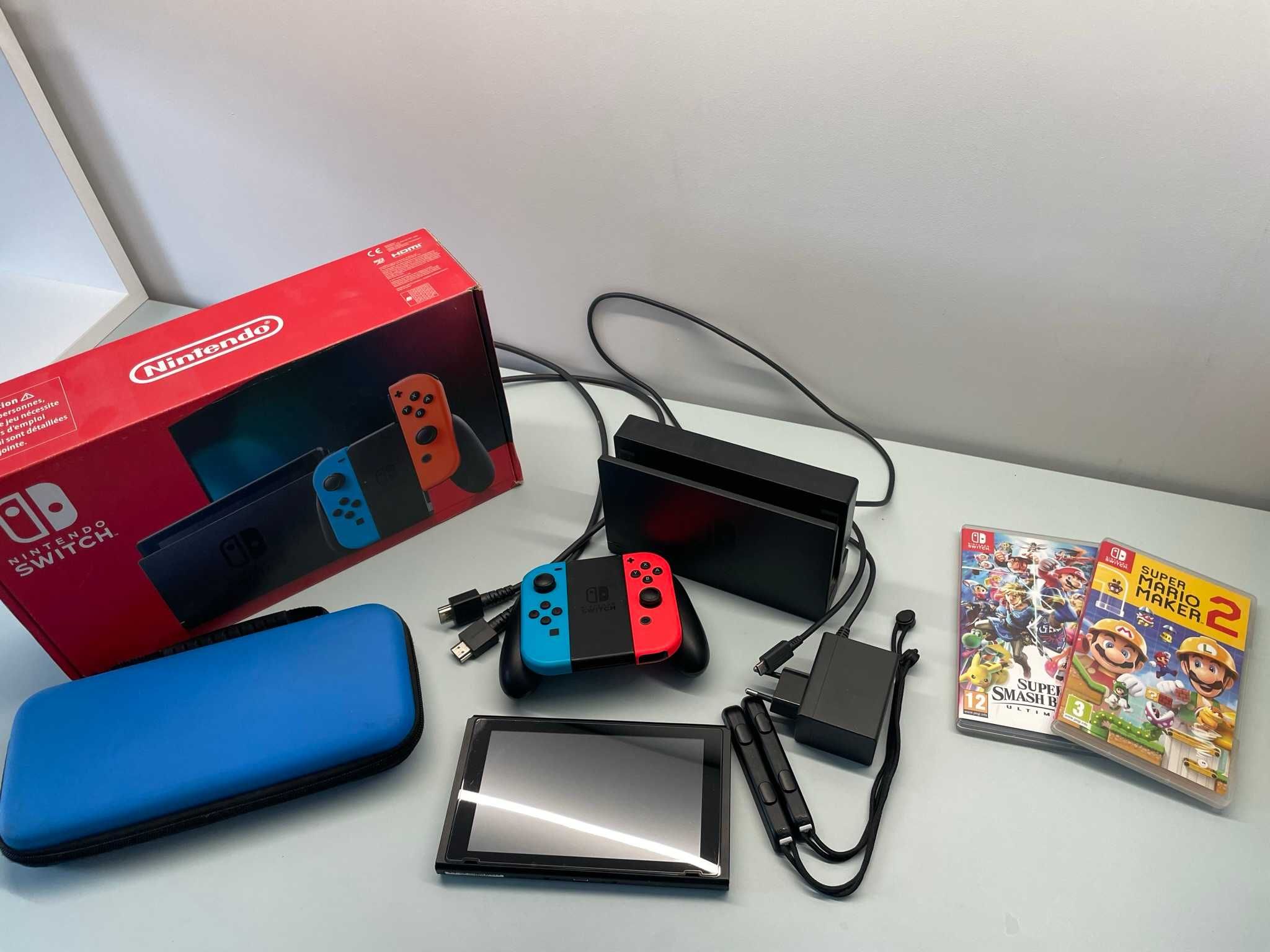 Konsola Nintendo Switch 32GB + 2 GRY + Etui + Szkło TANIO