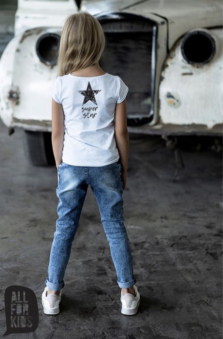 Wyprzedaż ! Spodnie jeansowe niebieskie ALL FOR KIDS 140/146