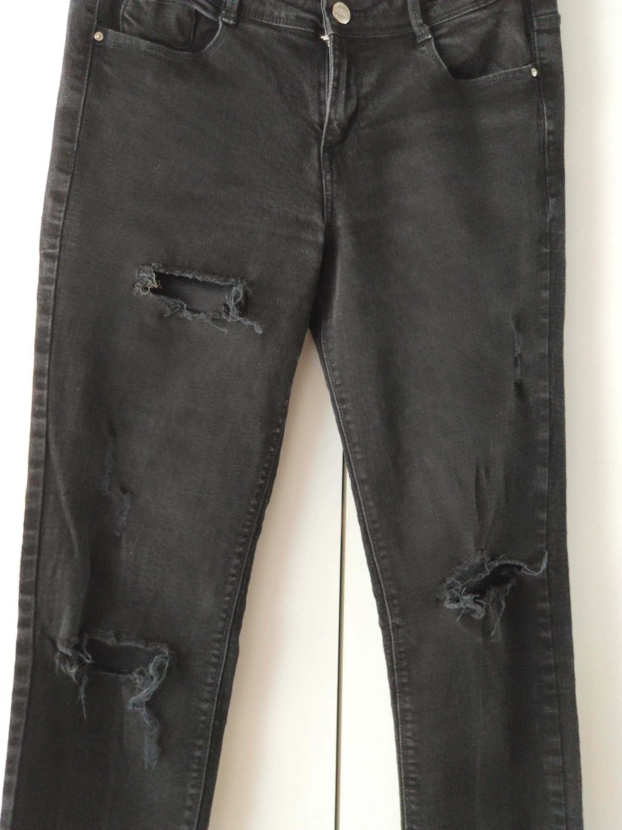 czarne skinny z dziurami Zara trafaluc 38