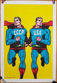 Superman ZSRR vs. USA Cieślewicz plakat reklamowy propagandowy 1968