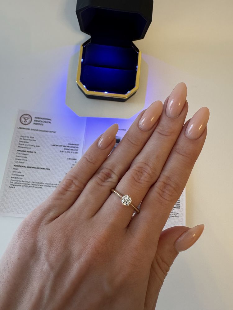 Pierścionek z diamentem 0,5 ct VS1 D, z brylantem, certyfikat IGI