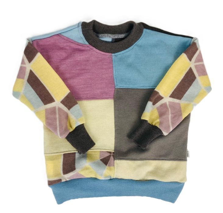 Patchwork naturalna bluza 98 cm wełniana 100% wełna merino