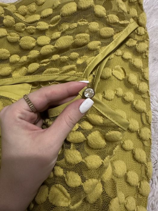 Sukienka limonkowa zielona żółta elegancka wesele karnawał M