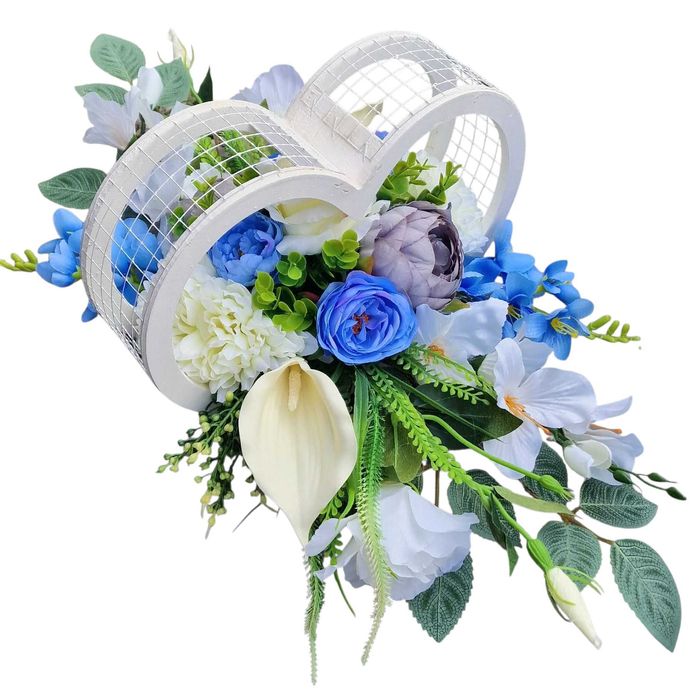 Kompozycja kwiatowa na grób cmentarz stroik serce ikebana Z631