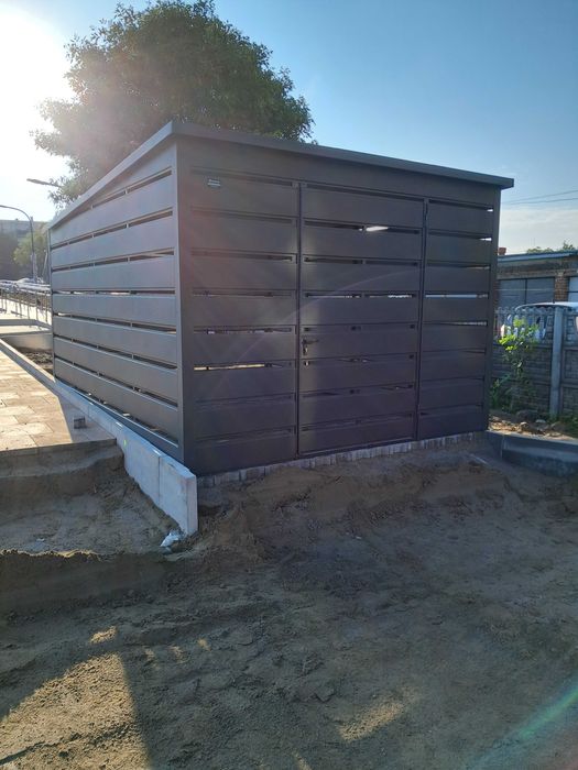 Nowoczesne Garaże Blaszane, zabudowy na kosze, wiaty śmietnikowe