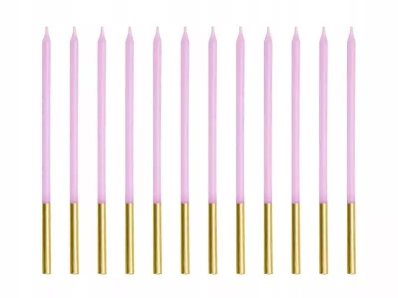 Świeczki na tort proste fioletowe, 12 szt.. PartyDeco. Nowy Produkt