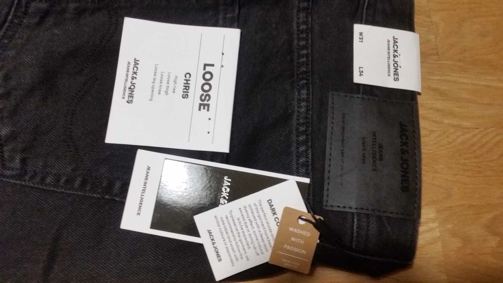 pas 86cm NEW Jack&Jones Loose 90s W32 L32 szerokie W31 L34 baggy szare