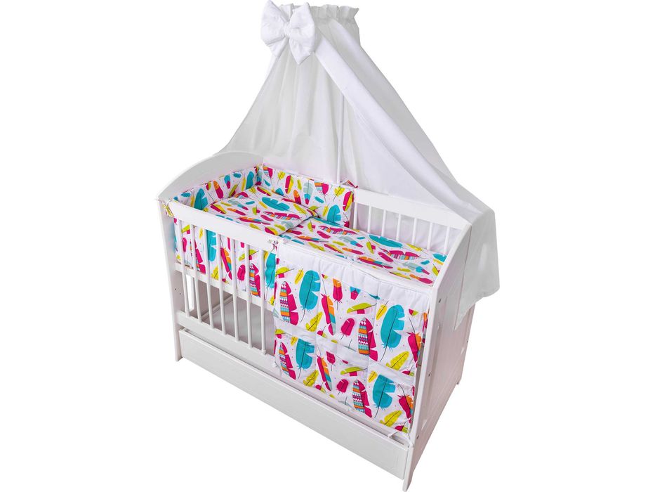 2 POŚCIEL 7 elementowa do łóżeczka 120x60 ochraniacz organizer komplet