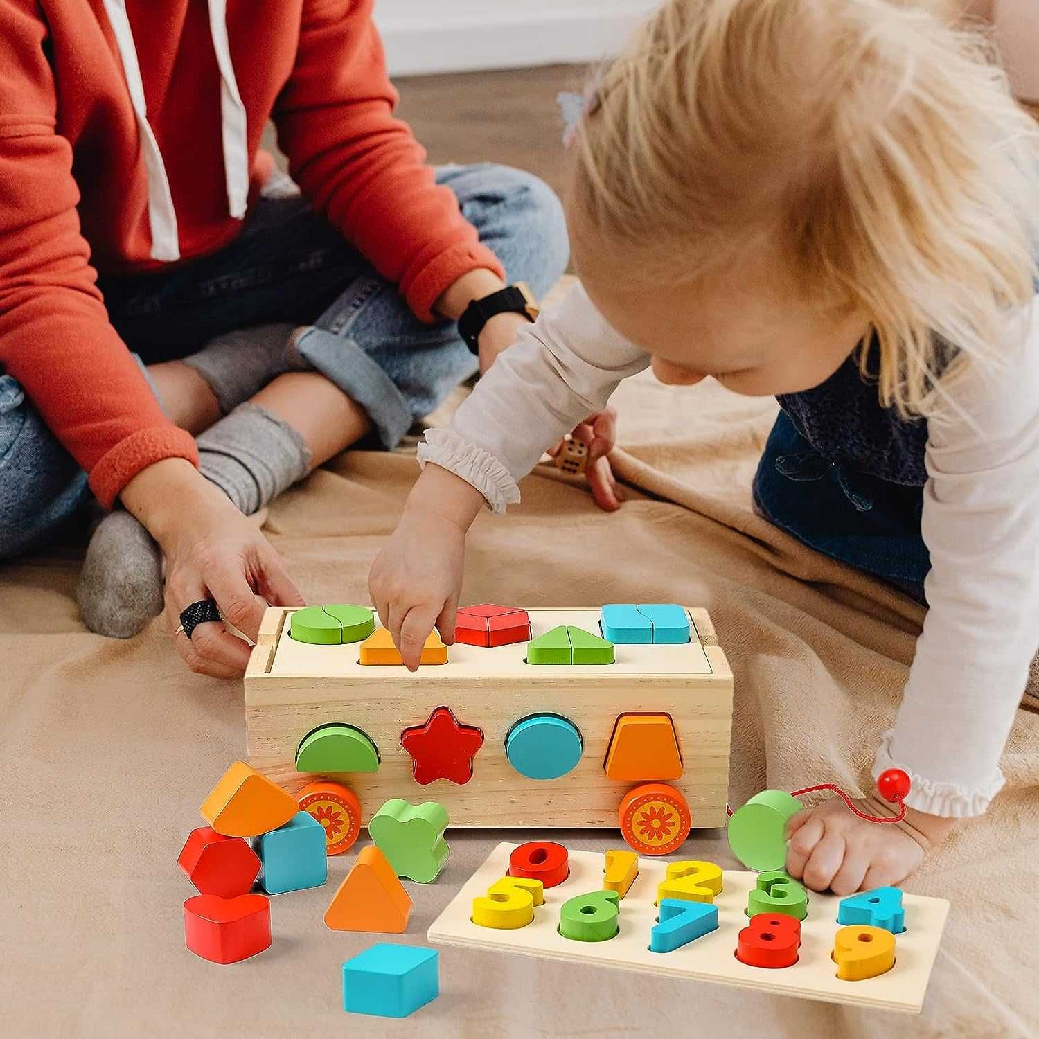 Montessori Sorter Klocków Drewniana Układanka S85