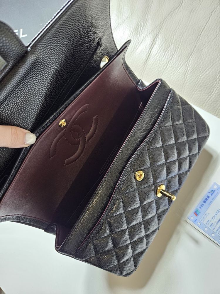 Сумка Chanel Double Flap 25.5 шкіра | чорна | золота фурнітура