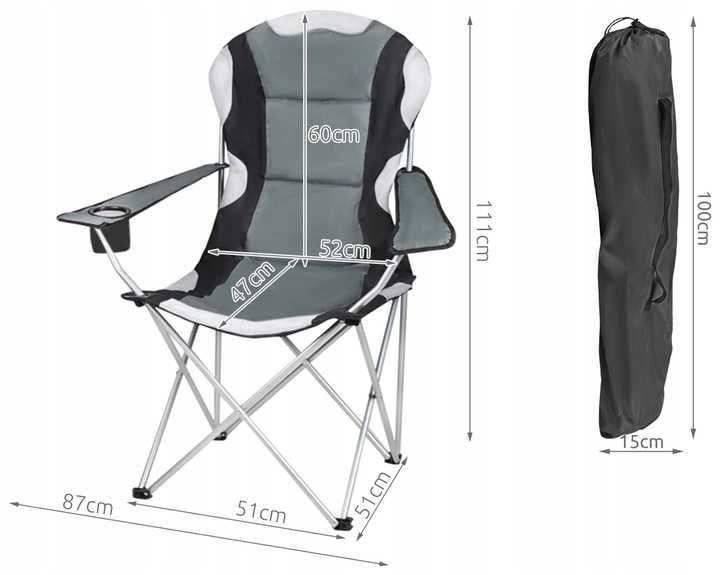Duże Krzesło Wędkarskie Fotel Turystyczny Składany OKAZJA + GRATIS