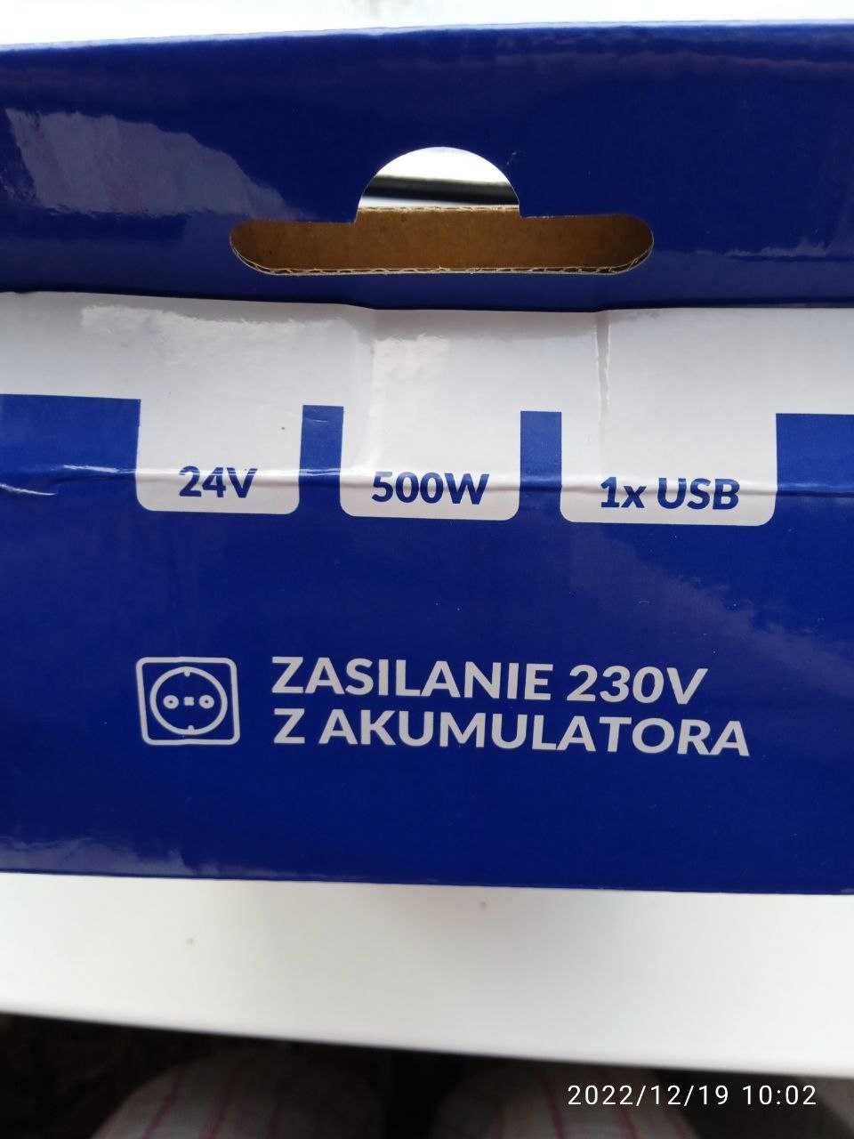 Преобразователь напряжения инвертор 24V/230V 500W инвертер