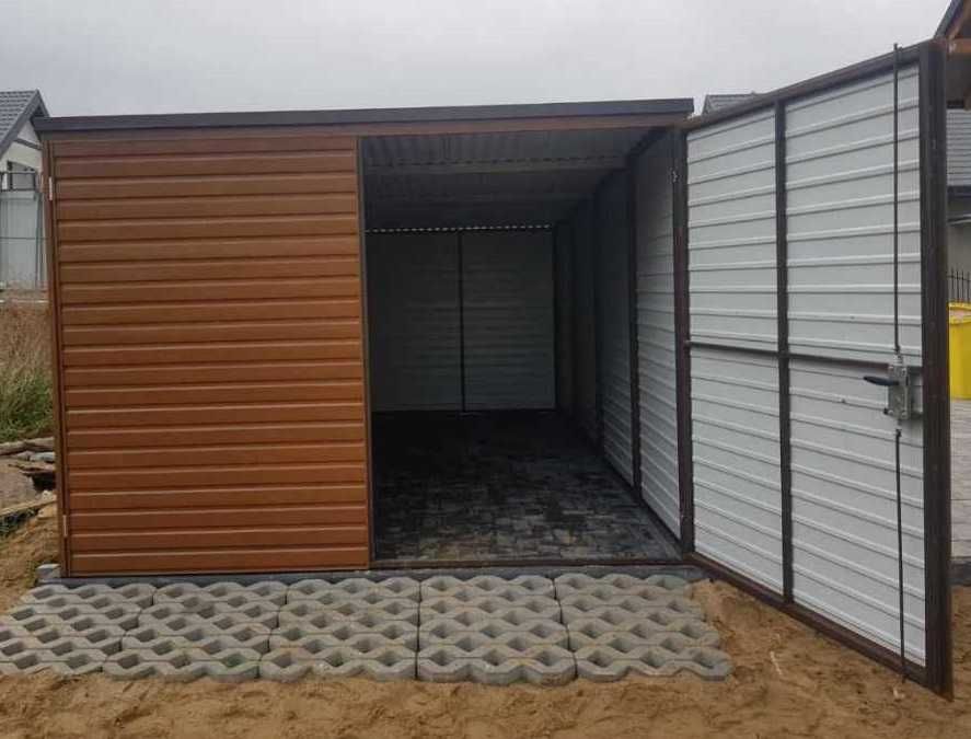 Garaż Premium 3x5 drewnopodobny, schowek, magazyn