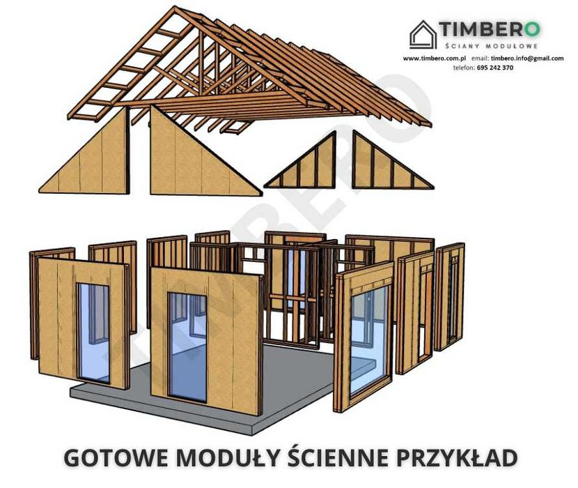 Garaż Szkieletowy Drewniany C24. KONSTRUKCJA. Projekt G-01