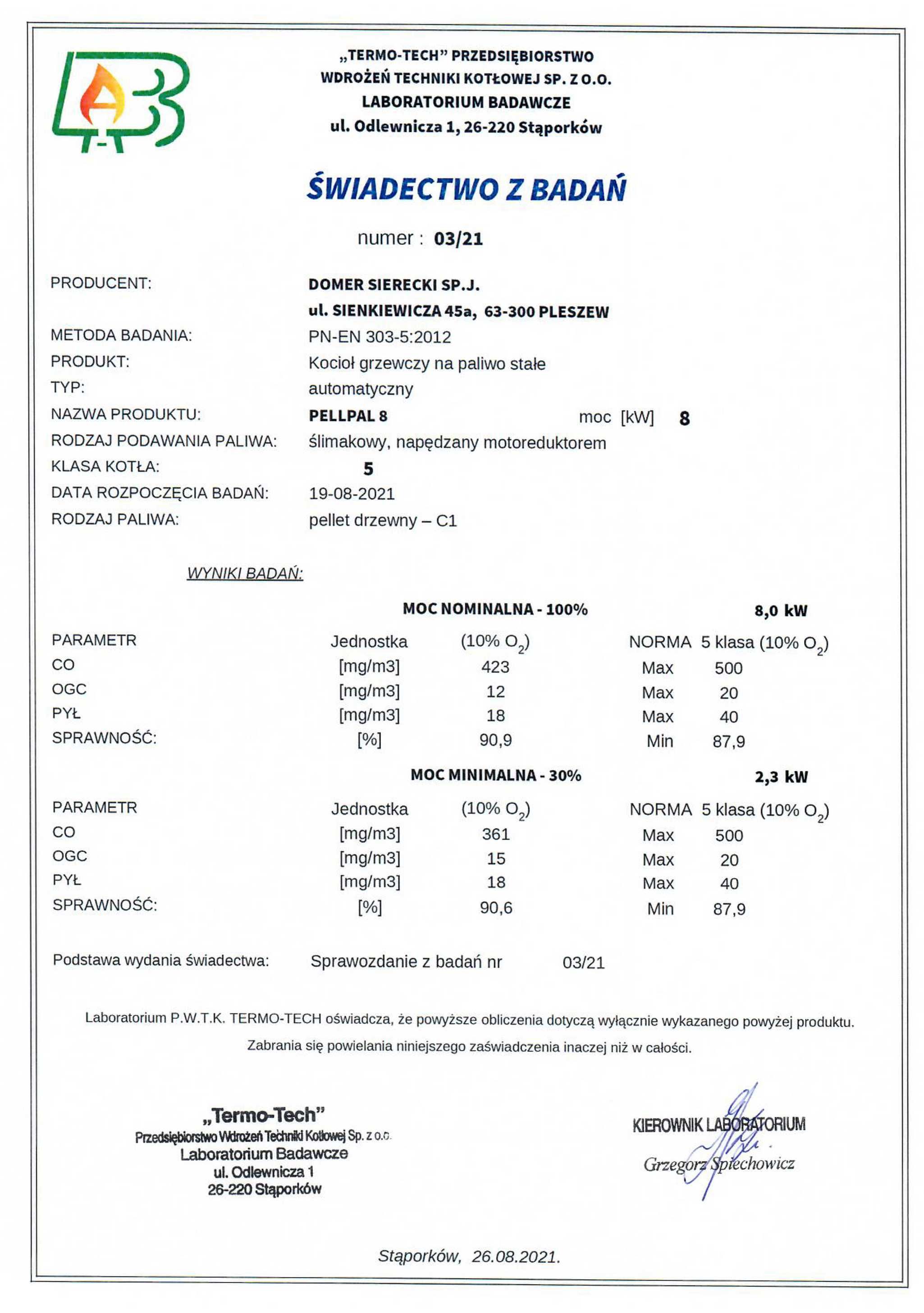 Kocioł c.o. na pellet 8kW PellPal Dotacja 5 klasa Ekodesign