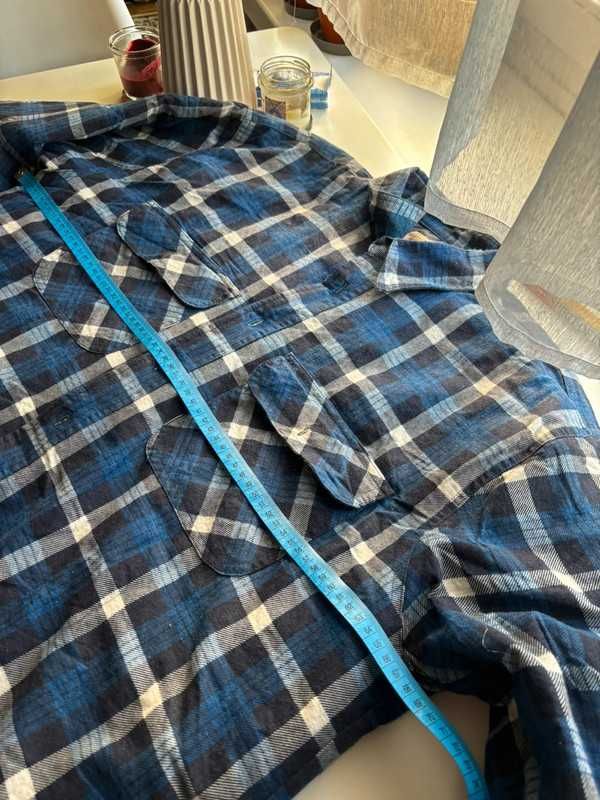 Niebieska gruba ocieplana koszula robocza flanelowa workwear XXL