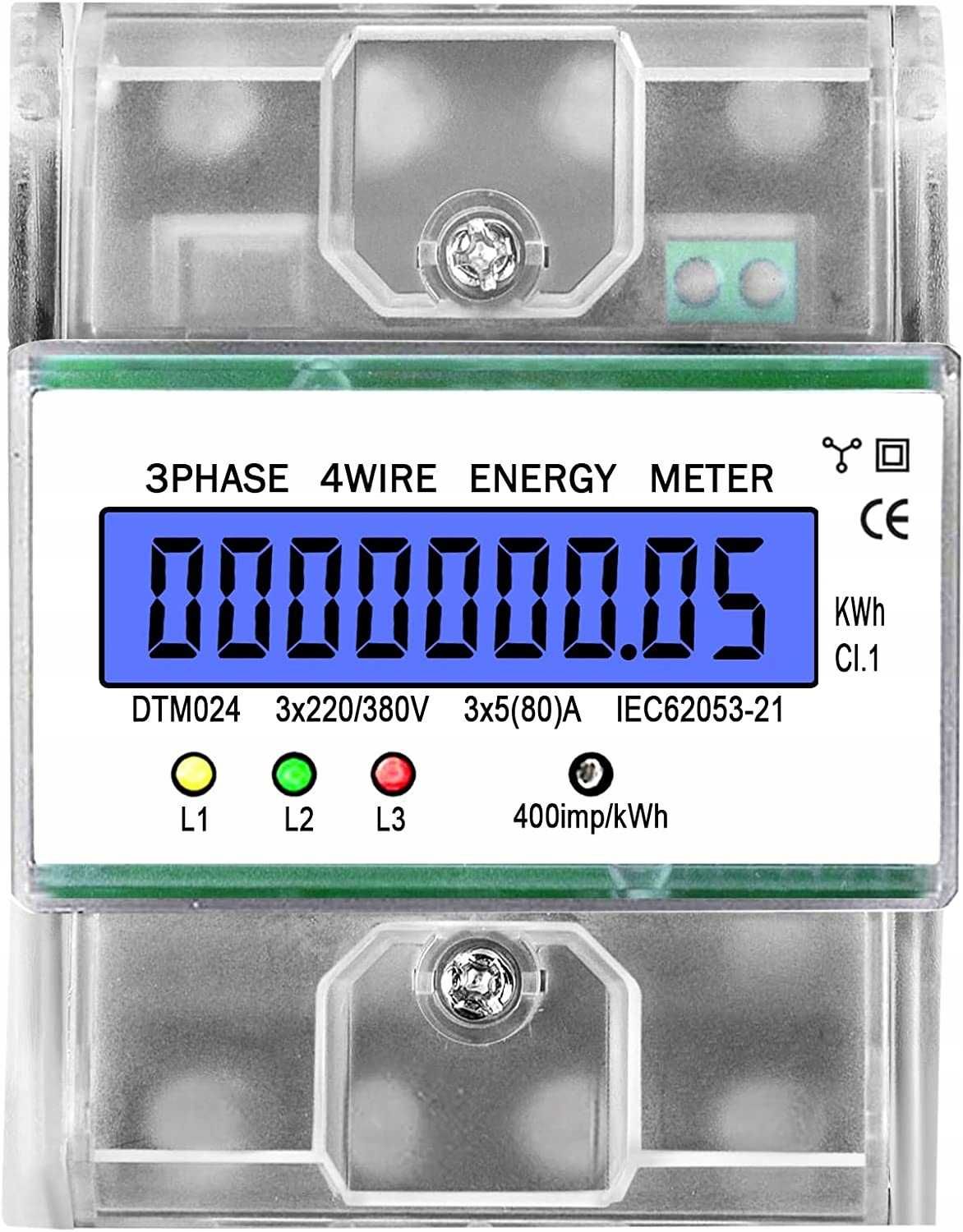 Miernik poboru energii elektrycznej NA SZYNĘ DIN, 3-fazowy.