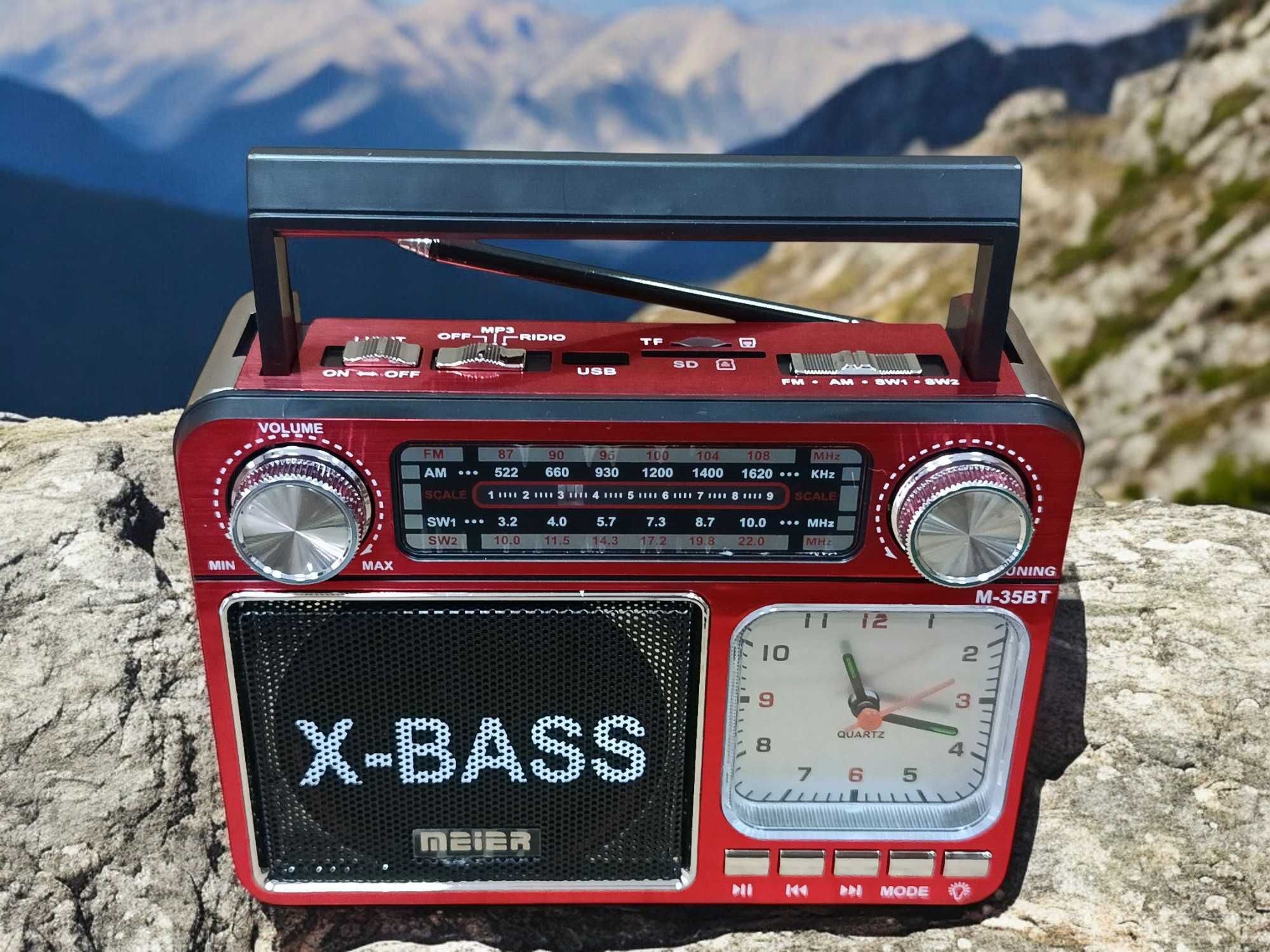 Radio z zegarem i latarką bluetooth MP3 USB czerwony Meier M-35BT