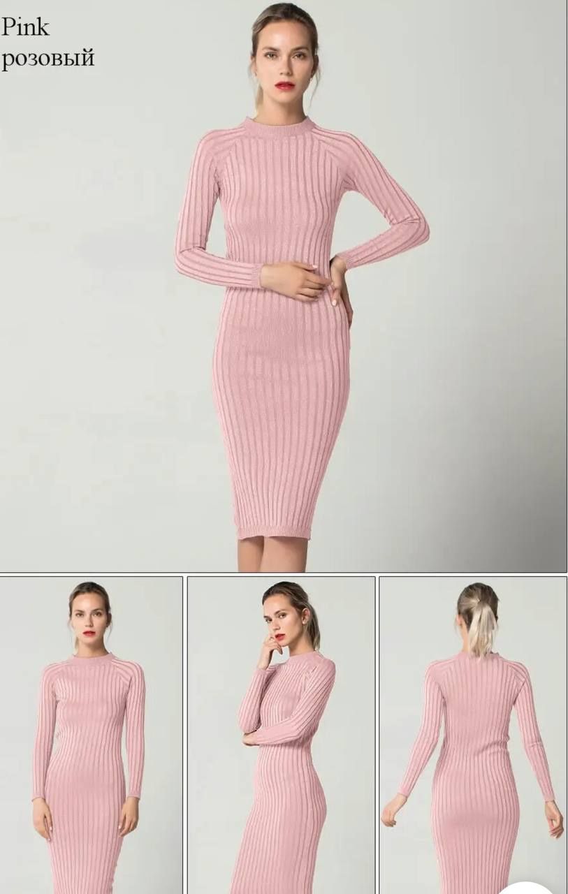Платье лапша с люрексом розовое