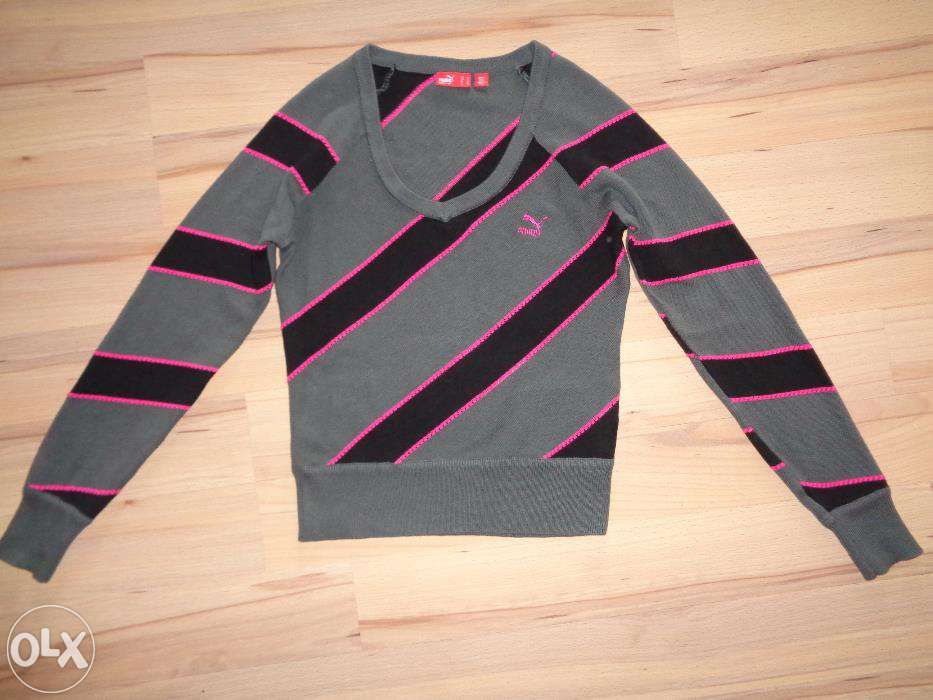 PUMA nowy damski delikatny sweterek sweter bluzka w serek szara XS